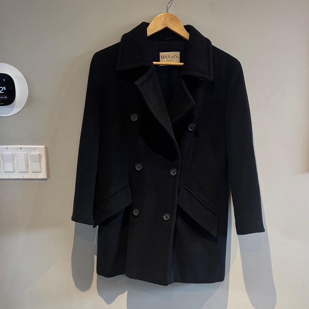 Max & Co navy blue peacoat. Wool angora blend. US 4 ( oversized)